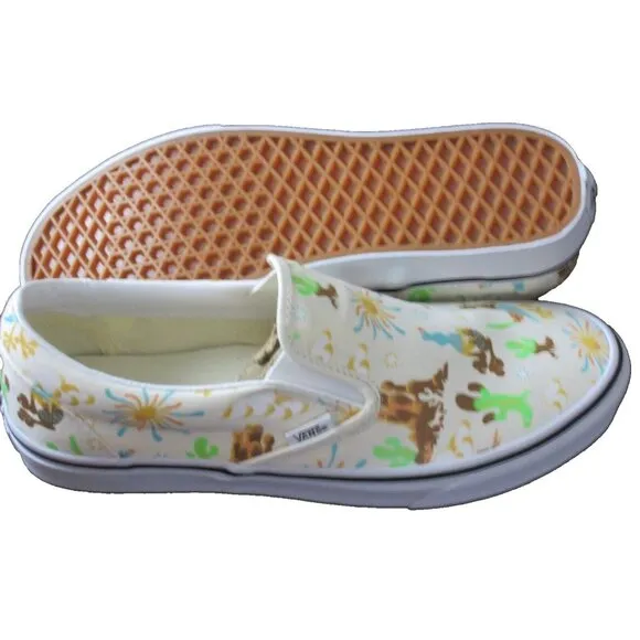 Vans Men's Classic Slip On Get Outdoors Marshmallow White Canvas Shoes Sizes NIB