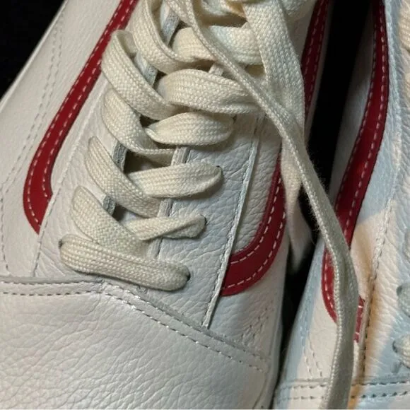 Vans Old Skool White and Red Men's Shoes