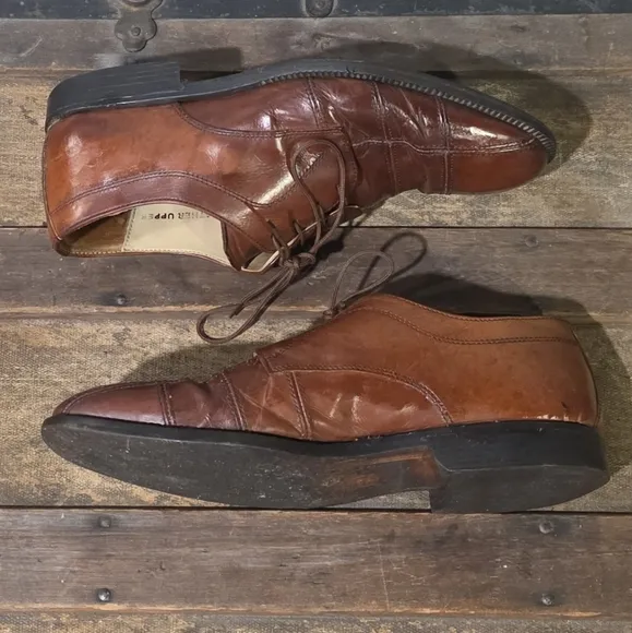 Vero Cuoio Brown Italian Leather Classics Derby Dress Shoes. 8.5