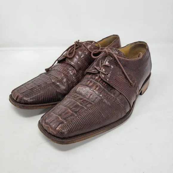 Vero Cuoio Shoes Men 9 Dress Oxford Derby Brogue Loafer Hornback Lizard Brewton
