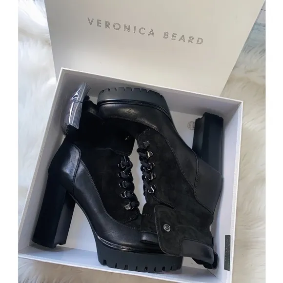 Veronica Beard Hasia Heeled Lace Up Boots