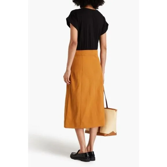 Veronica Beard Larsen Mixed-Media Midi Jeans Dress Twill Black Tan Size Small