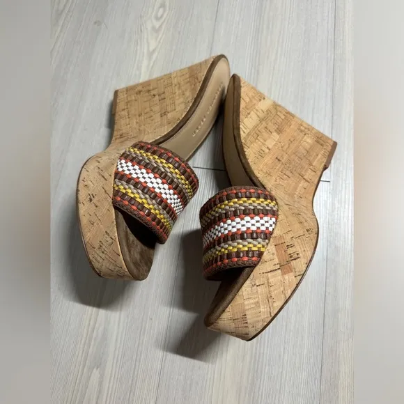 Veronica Beard | NEW Dali Multi Woven Raffia Leather CorkWedge Sandal Size 9.5
