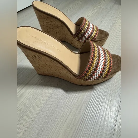 Veronica Beard | NEW Dali Multi Woven Raffia Leather CorkWedge Sandal Size 9.5