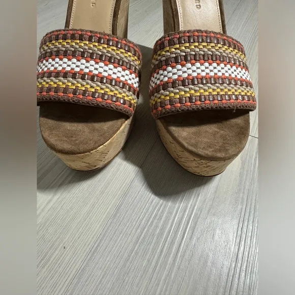 Veronica Beard | NEW Dali Multi Woven Raffia Leather CorkWedge Sandal Size 9.5