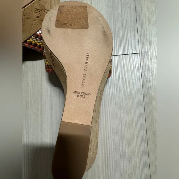 Veronica Beard | NEW Dali Multi Woven Raffia Leather CorkWedge Sandal Size 9.5