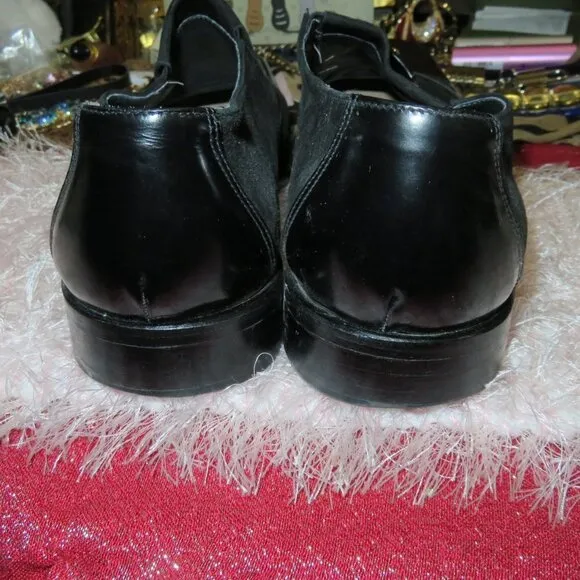 Versace Medusa Head Leather &amp; Suede Derby Oxford Loafers Black Dress Shoes 13