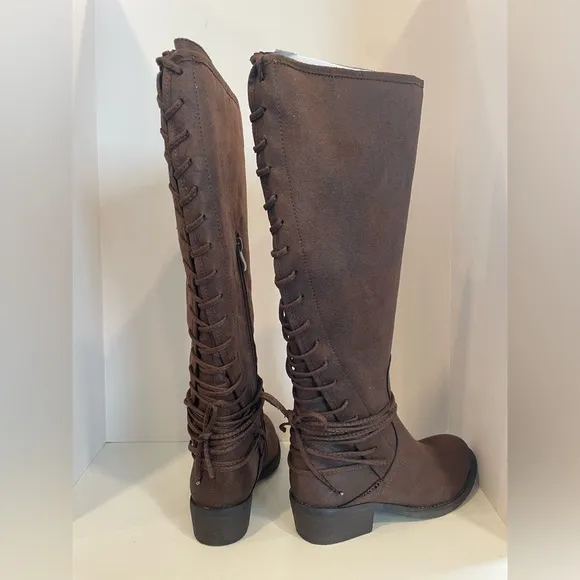 VERY VOLATILE Brown Marcelina Lace Up Knee High Riding Boots Women’s Size 6.5