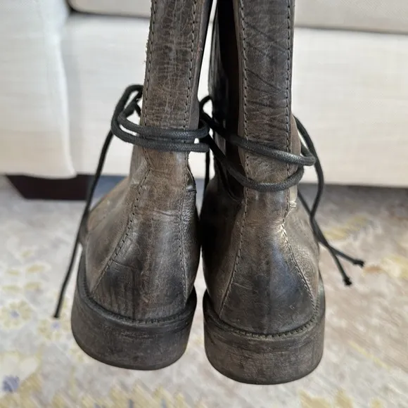 Via Roma 15 Leather Combat Boots Size 39