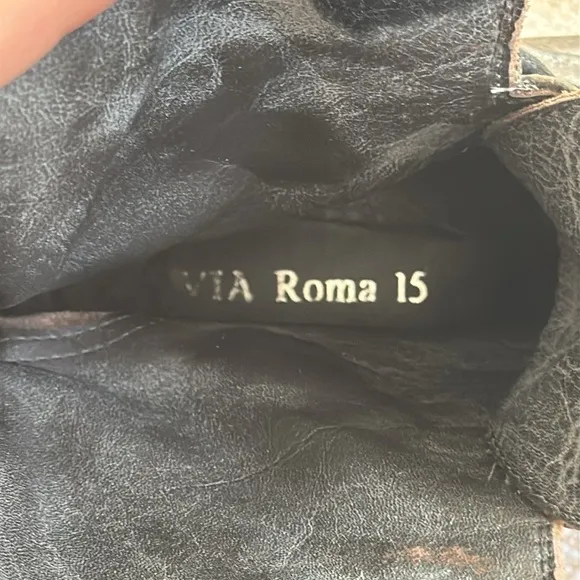 Via Roma 15 Leather Combat Boots Size 39