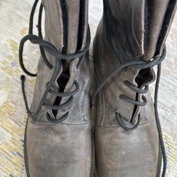 Via Roma 15 Leather Combat Boots Size 39