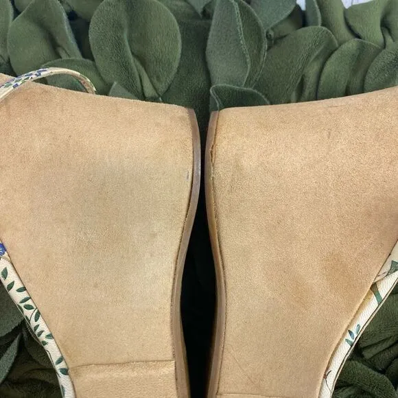Via Spiga Beige Multi Waikiki Leather Platform Sandals Wedges Size 9