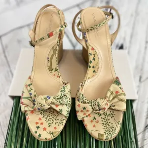Via Spiga Beige Multi Waikiki Leather Platform Sandals Wedges Size 9