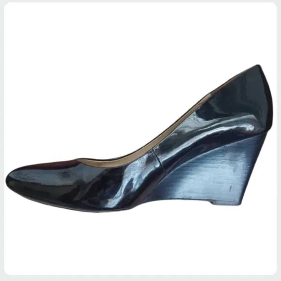Via Spiga Foster Patent Leather Wedge Shoe size 8.5