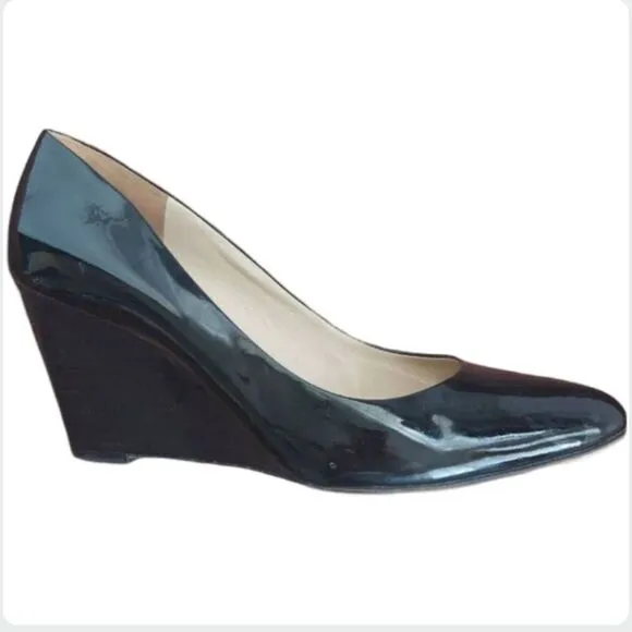 Via Spiga Foster Patent Leather Wedge Shoe size 8.5