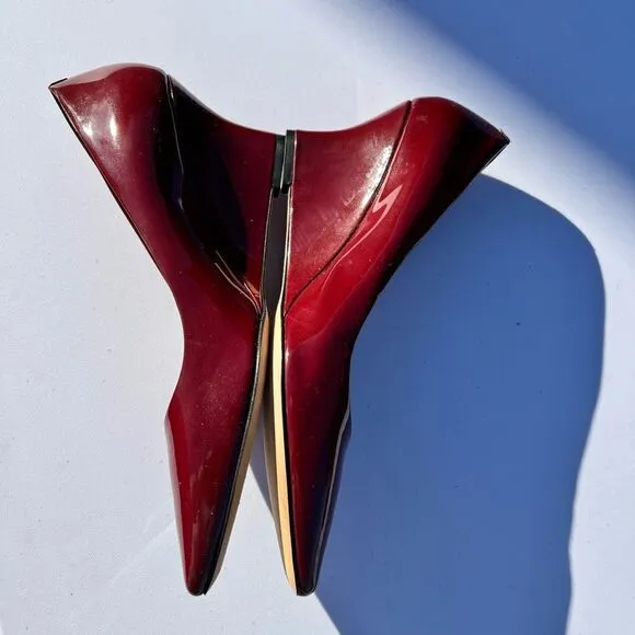 Via Spiga Red Wedge Heel Pointed Toe Shoe Size 9 1/2