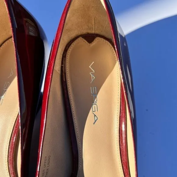 Via Spiga Red Wedge Heel Pointed Toe Shoe Size 9 1/2