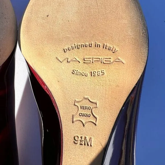 Via Spiga Red Wedge Heel Pointed Toe Shoe Size 9 1/2
