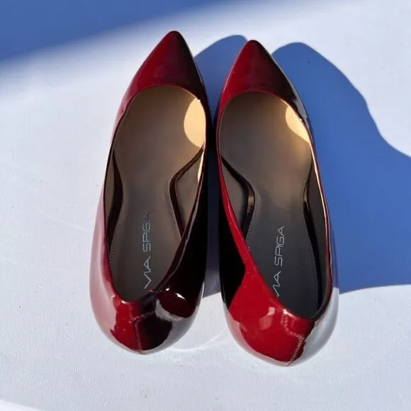Via Spiga Red Wedge Heel Pointed Toe Shoe Size 9 1/2