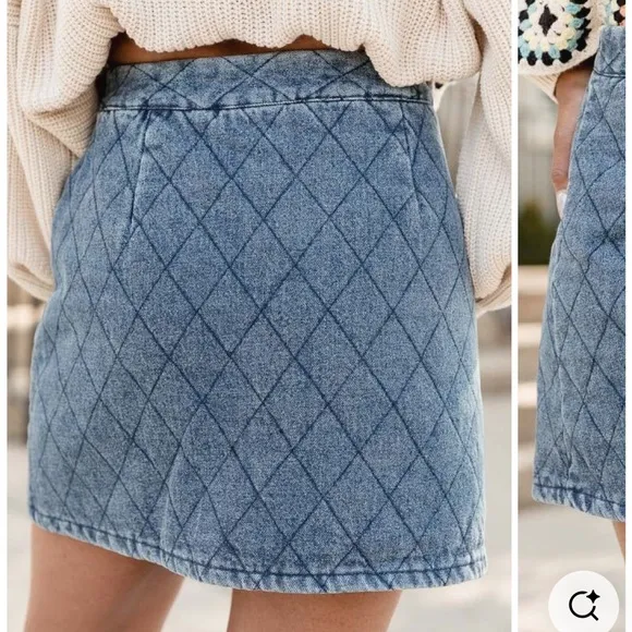 Vici Dolls quilted jeans denim mini skirt