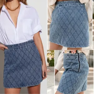 Vici Dolls quilted jeans denim mini skirt