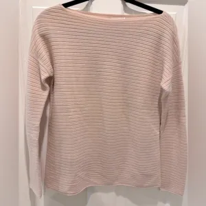 Vince 100% Cashmere sweater Sz S Horizontal Rib Boatneck powder pink like new