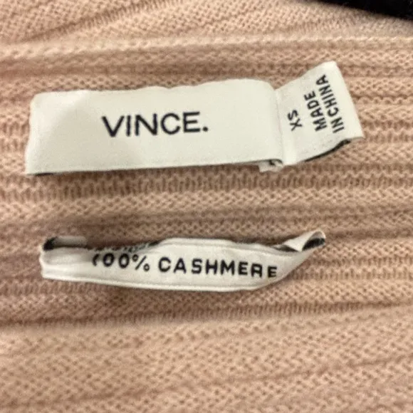 Vince 100% Cashmere sweater Sz S Horizontal Rib Boatneck powder pink like new
