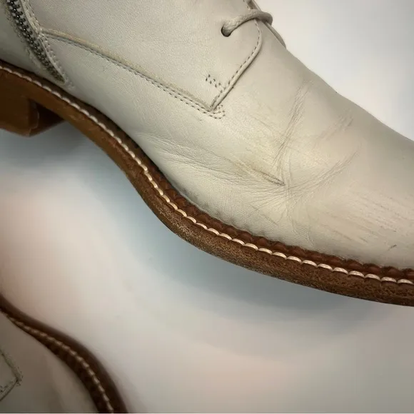 Vince Cabria White Leather Lace Up Combat Boots, Size 39.5/US 9.5
