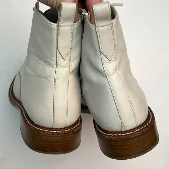 Vince Cabria White Leather Lace Up Combat Boots, Size 39.5/US 9.5