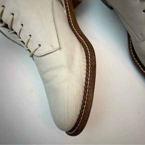 Vince Cabria White Leather Lace Up Combat Boots, Size 39.5/US 9.5