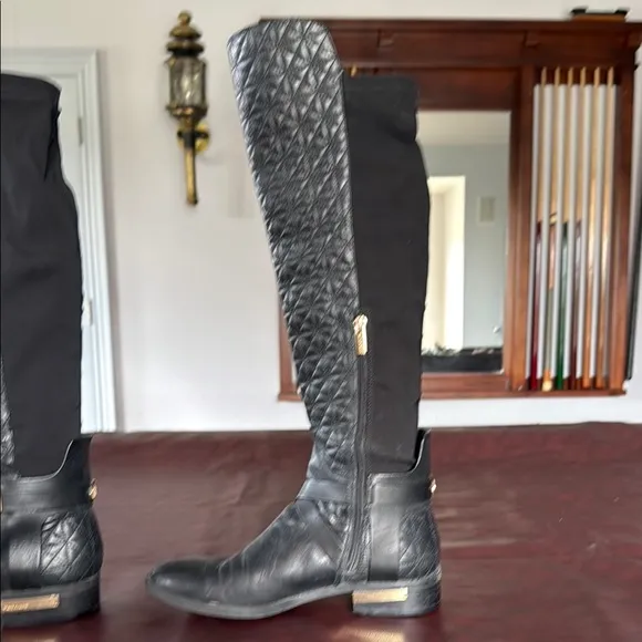 Vince Camuto Black Over the Knee Boots Classic Lace-Up