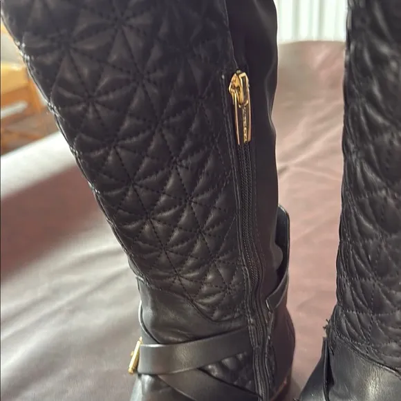 Vince Camuto Black Over the Knee Boots Classic Lace-Up