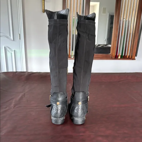 Vince Camuto Black Over the Knee Boots Classic Lace-Up