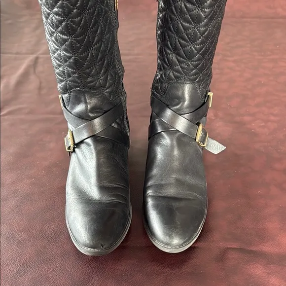 Vince Camuto Black Over the Knee Boots Classic Lace-Up