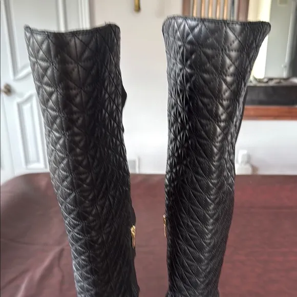 Vince Camuto Black Over the Knee Boots Classic Lace-Up