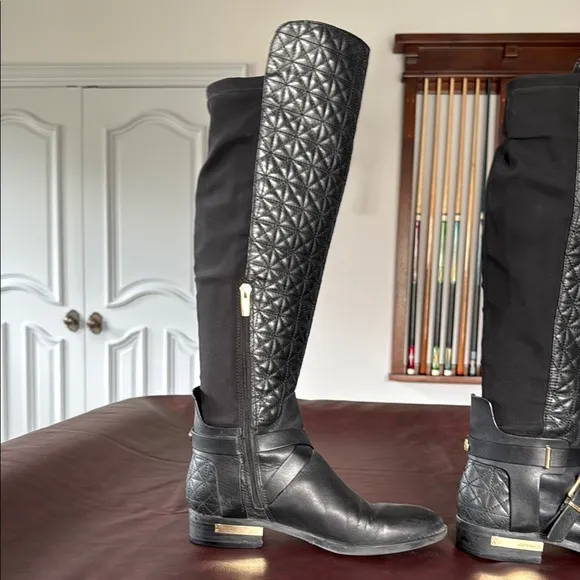 Vince Camuto Black Over the Knee Boots Classic Lace-Up