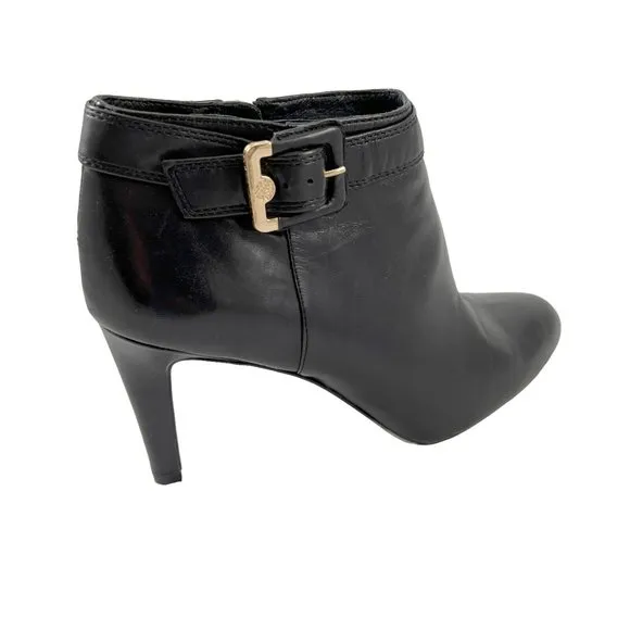 Vince Camuto Chrissa Ankle Boots Shoes Size 10.5M Black Leather Side Zip Booties