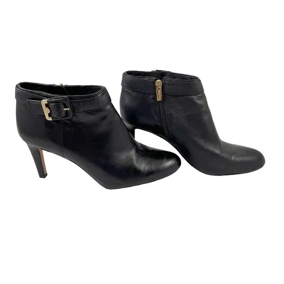 Vince Camuto Chrissa Ankle Boots Shoes Size 10.5M Black Leather Side Zip Booties