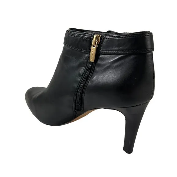 Vince Camuto Chrissa Ankle Boots Shoes Size 10.5M Black Leather Side Zip Booties