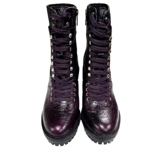 Vince Camuto Ermania Moon Lace-Up Platform Combat Boots, purple, size 7.5