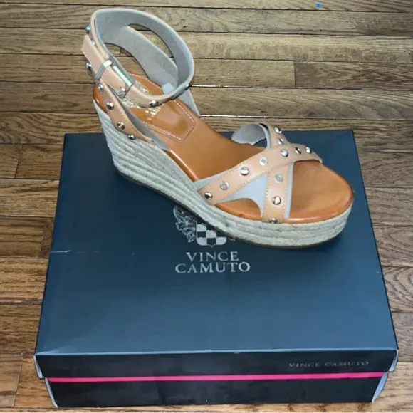 Vince Camuto Feegella Jute Covered Wedge Platform Sandal Golden Walnut Women's 9