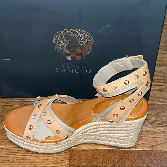 Vince Camuto Feegella Jute Covered Wedge Platform Sandal Golden Walnut Women's 9