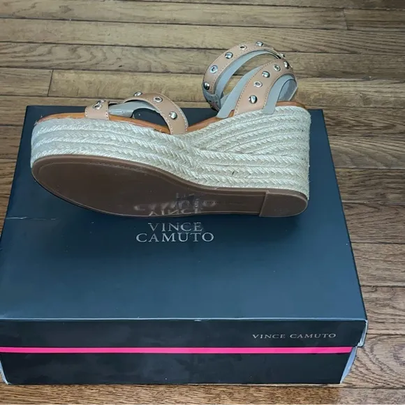 Vince Camuto Feegella Jute Covered Wedge Platform Sandal Golden Walnut Women's 9