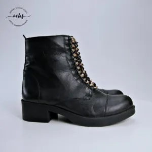Vince Camuto Gold Chain Lace Up Ankle Boots