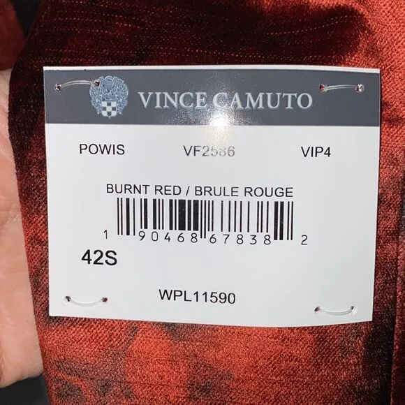 Vince Camuto Powis Satin Shawl Lapel Dinner Jacket In Burnt Red Brule Rouge 42S