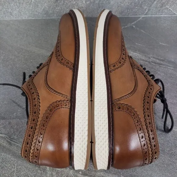 Vince Camuto Shoes Mens 12 M Cognac Brown Essien Wingtip Oxford Lace Up