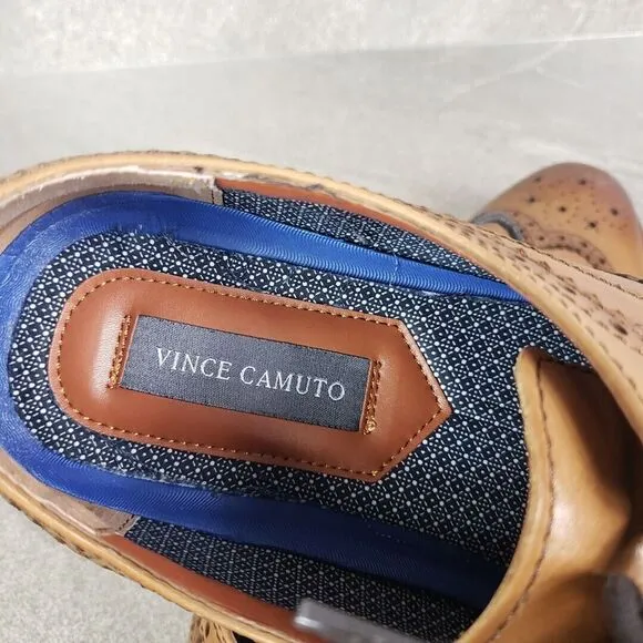 Vince Camuto Shoes Mens 12 M Cognac Brown Essien Wingtip Oxford Lace Up