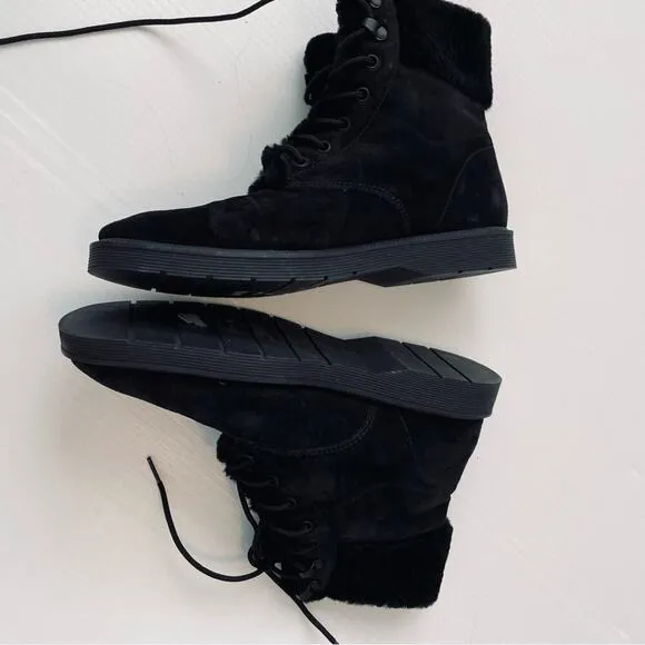 Vince Hayes Shearling combat boots lace-up black boots size 9.5