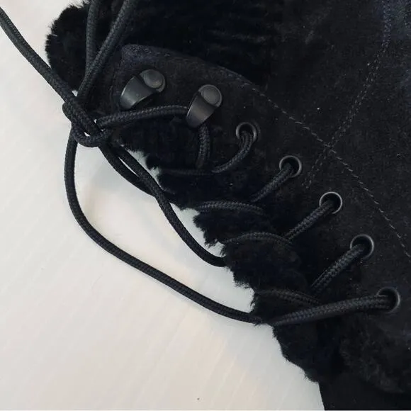 Vince Hayes Shearling combat boots lace-up black boots size 9.5