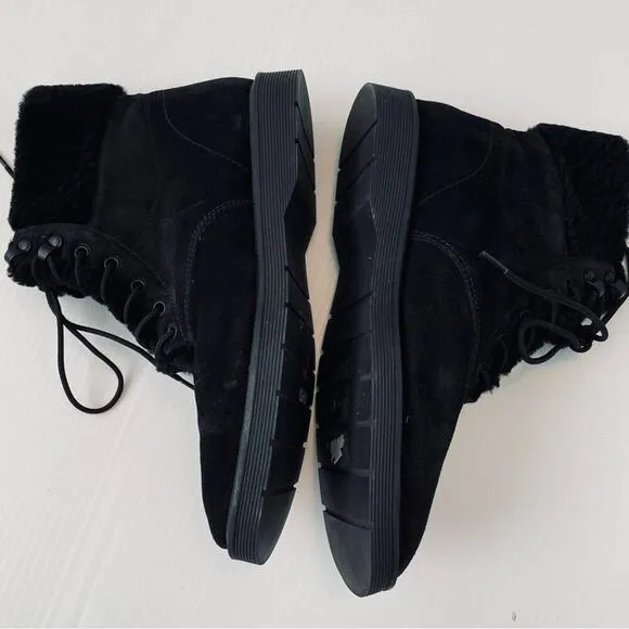Vince Hayes Shearling combat boots lace-up black boots size 9.5